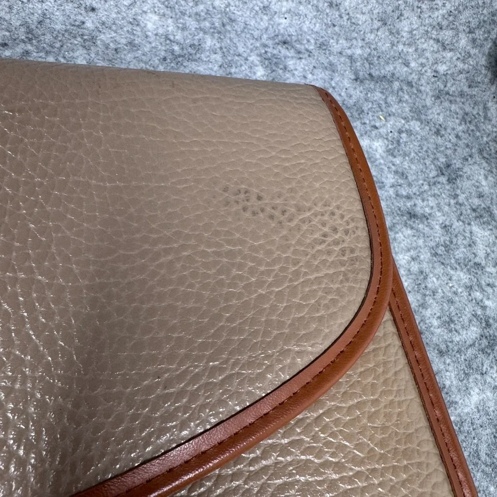 Vtg Dooney & Bourke leather Laptop Briefcase Messenger USA Beige Brown School